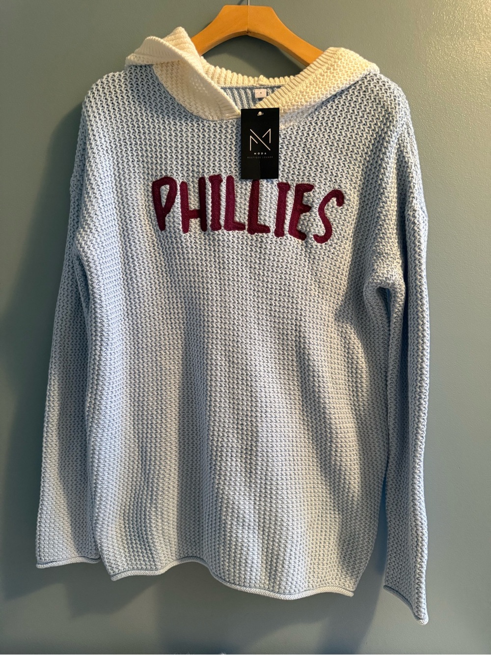 Moda Boutique Lounge Philadelphia Phillies Chunky Knit Hooded Sweater